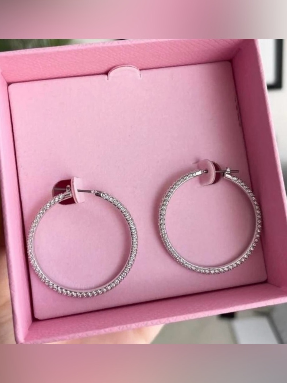 Authentic Swarovski Dextera hoop earrings Pavé, White, 5389432. BRAND NEW. - Picture 2 of 16